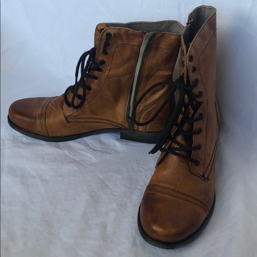 Steve Madden Mens Leather Troopah Combat Boots